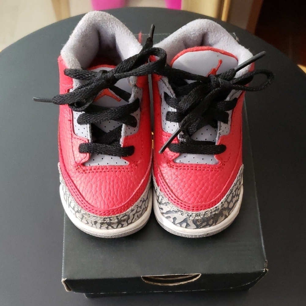 Jordan Red and Black Kids Sneakers